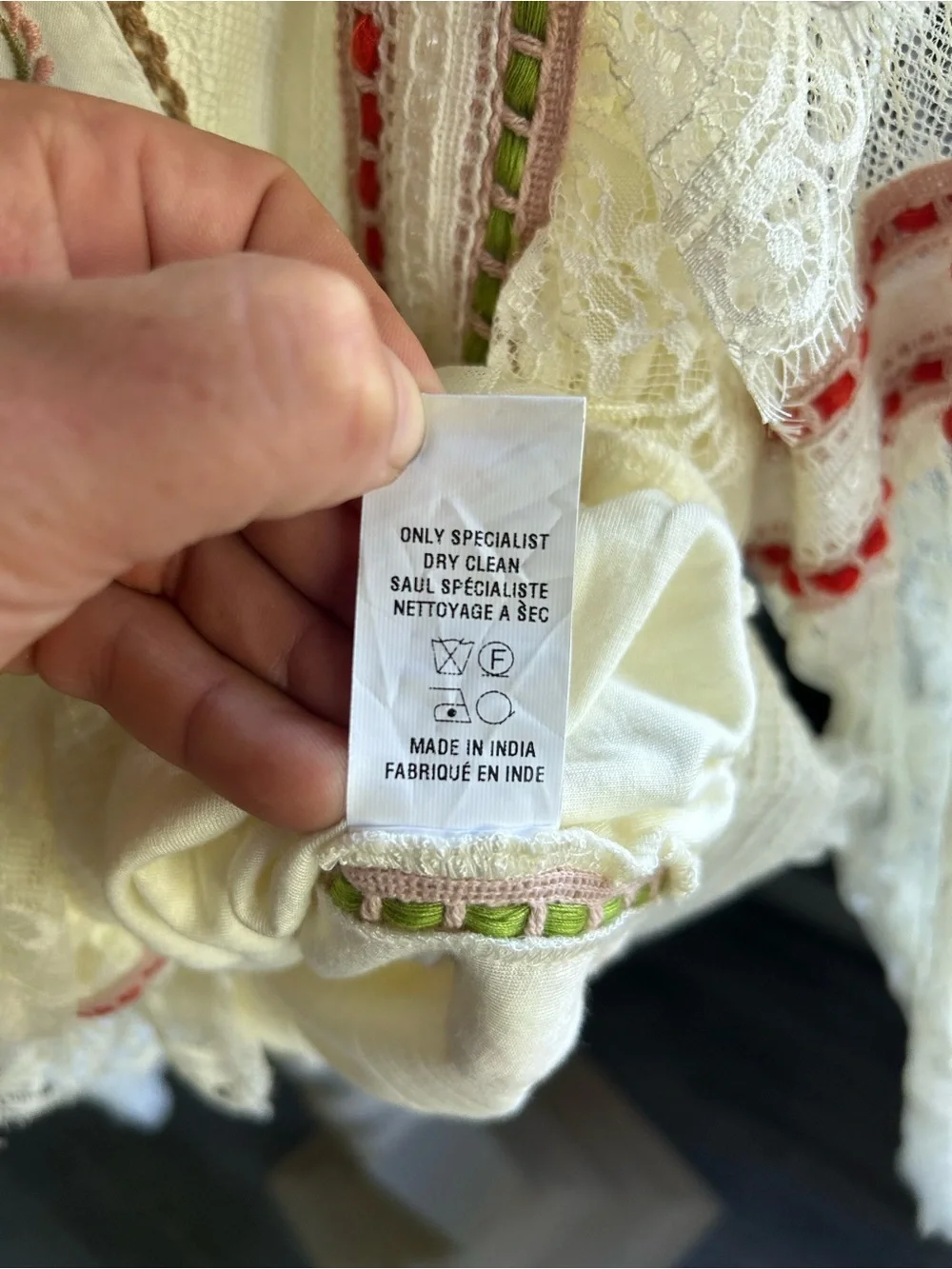 Anthropologie x BL-NK London Tali Lace Top White Embroidered Cottagecore Boho